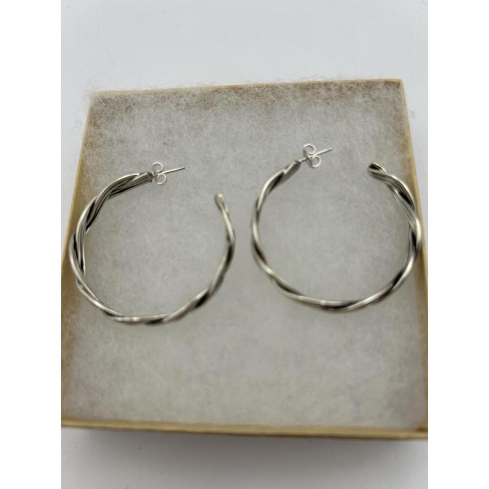 Sterling Silver Twisted Hoop Earrings Medium Weight New !!!!!!